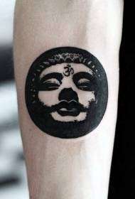 paže kulaté černé sochy Buddhy tetování