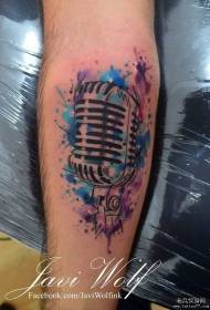 Småarm mikrofon färgstänk tatuering mönster