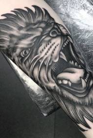 Braccio nero grigio moderno tradizionale ululante tatuaggio modello leone