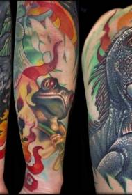 Warna lengan realistik pelbagai reka bentuk tatu haiwan