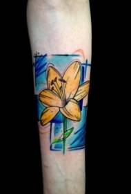 patrón de tatuaje de flor de color de estilo moderno de brazo pequeño