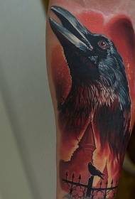 Brazo color realista nuevo estilo antiguo castillo cuervo tatuaje