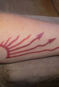 Rankos raudonos banguotos rodyklės tatuiruotės modelis