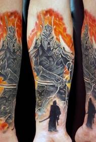 Tatoveringsmønster for flamme fantasy warrior for håndledd