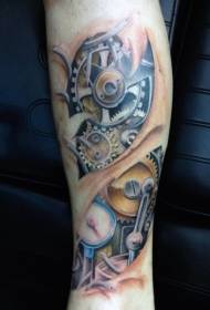 Arm color realistic skin tone mechanical tattoo pattern