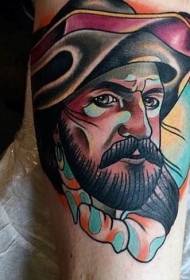 Шарене морнарске портретне тетоваже у винтаге стилу руке