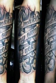 Arm illustration stil engelska alfabetet tatuering mönster