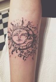 Ang pattern ng sun old school at sun tattoo ng buwan