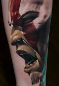 Arm realistické barvy křičící barbarské tetování vzor
