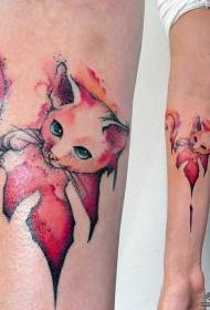 Малка ръка пръскане мастило цвят котка Европейски и американски модел на татуировка