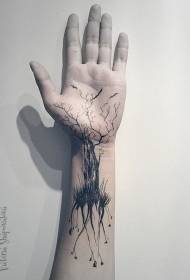 Estampado de tatuaxe de árbore de pulso negro de boneca