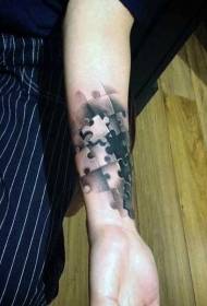 Brazo nuevo estilo de la escuela black ash puzzle tattoo pattern