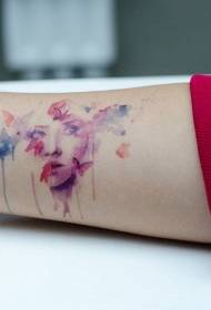 lijepa akvarel djevojka i leptir ruku tetovaža uzorak