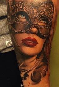 Amazing beautiful female mask tattoo pattern