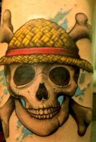 Arm realistic smiling pirate skull tattoo pattern