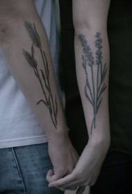 Par boja svježi biljni cvijet tetovaža uzorak