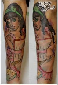 Modello di tatuaggio dolce sexy ragazza braccio colore