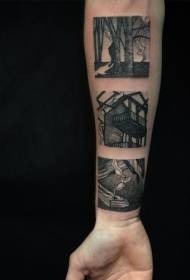 sumbanan sa bukton itom nga linya sa geometry tattoo