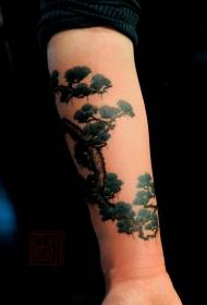 Braço asiático estilo colorido divertido padrão de tatuagem de árvore