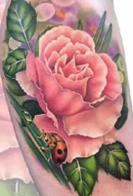 صورة لمجموعة من الزهور الوردية الوشم يعمل على ذراع صغير