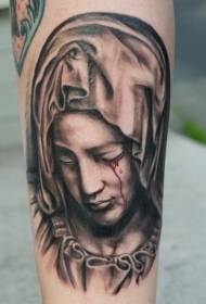 Рука религиозно реалистичная женщина кровотечение портрет татуировки