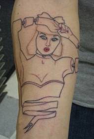 Besoa kolore minimalista emakumearen tatuaje eredua