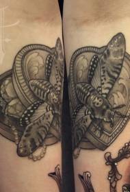braccio nero grigio mosca gioiello falena con motivo a scatola a forma di tatuaggio