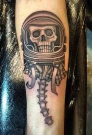 U tatuu di bracciu chjucu in stile neru creepy astronautu di mudellu di tatuaggi di scheletru