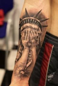 Arm design ainutlaatuinen musta Liberty patsas tatuointi