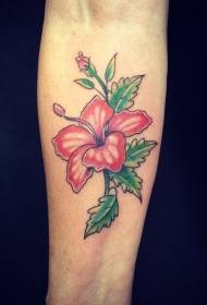 Moteriškos rankos spalvos hibiscus tatuiruotės modelis