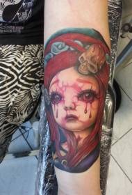 Fegyverek hátborzongató horror véres baba tetoválás minta