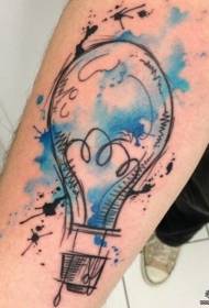 Rokas spuldzes līnijas krāsas šļakatas tintes tetovējuma raksts