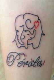 Línia de braços petits patró de tatuatge de lletres d'elefant fresc