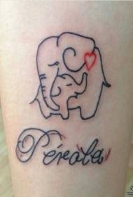 Beso-lerro txikia elefante letra freskoaren tatuaje eredu txikia