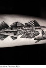 Ručno sivi koštani element riba tetovaža uzorak