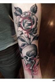 Modello di tatuaggio riccio a punta di rosa europea e americana a braccio piccolo