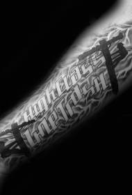 letra de estilo para a frente preto de estilo moderno de lança com padrão de tatuagem de raio