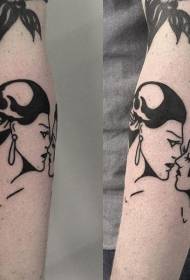 piccolo braccio nero coppia baciare e leccare il modello del tatuaggio