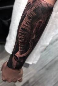 팔 아름다운 검은 코끼리 성격 문신 패턴