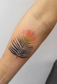 Малку рака совршена шема на тетоважи со пердуви во боја