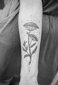 De brazo pequeno pequeno patrón de tatuaxe de árbores xeométricos frescos