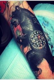 Arm black bear tattoo pattern