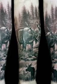 brazo salvaje naturaleza tema gran alce tatuaje patrón