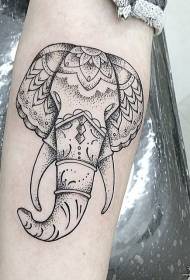 Tetovací vzor pre malé rameno slona čierny sivý bod
