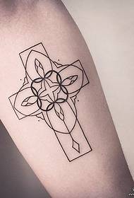 Small arm simple geometric line cross tattoo pattern