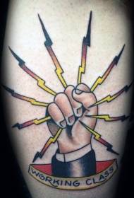 Tatuaggio con logo slogan a braccio stile old school
