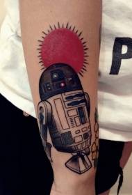 Arm kleur retro-stijl robot tattoo patroon