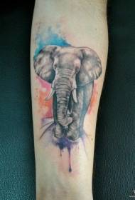 Small arm splashing elephant painted tattoo pattern