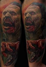 Naoružani stil horora oslikan uzorak tetovaže lica čudovišta