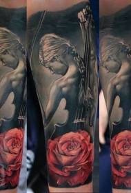 Ruoko rwechokwadi ruvara rwevakadzi vane rose tattoo